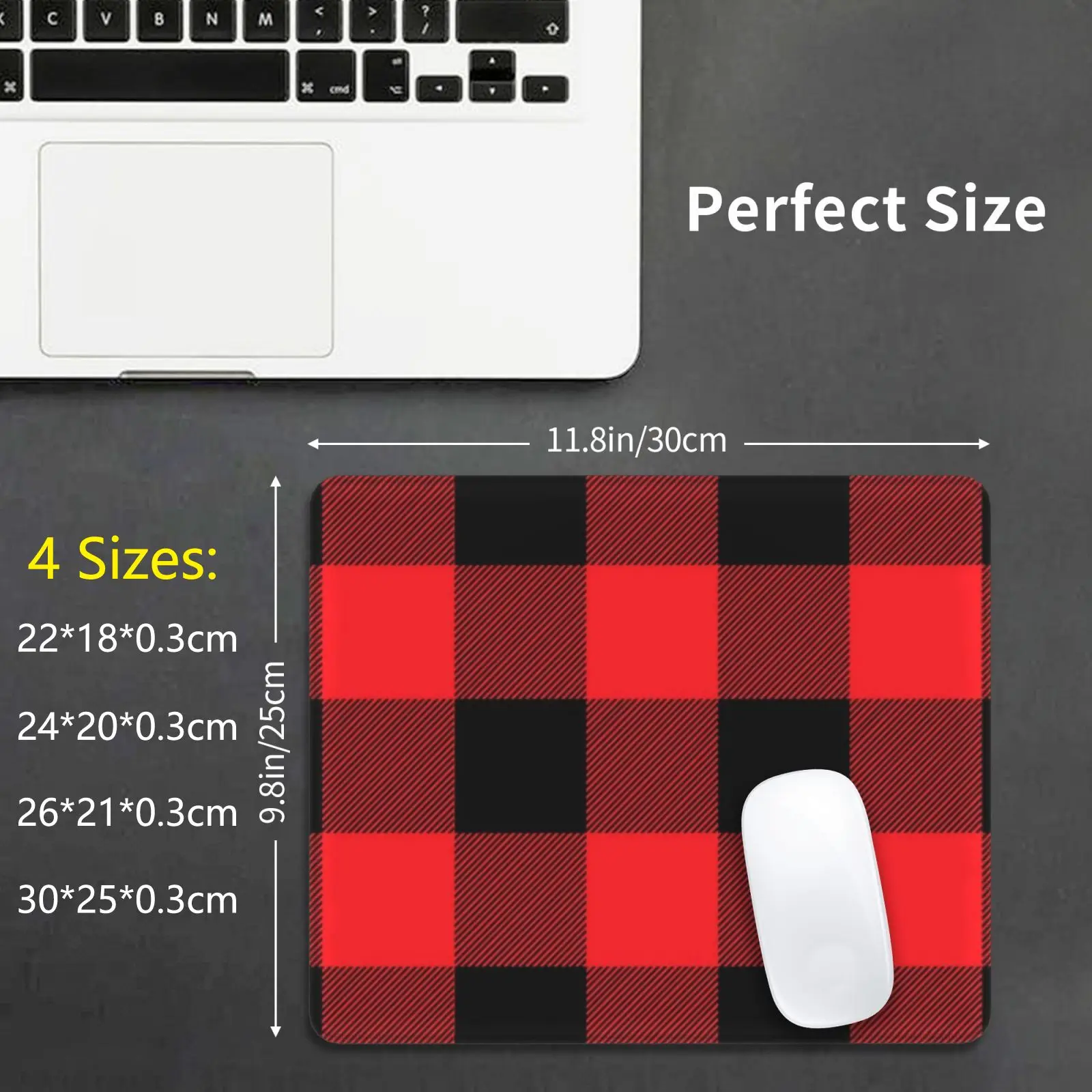 Red And Black Plaid Cloth Face Mouse Pad DIY Print Quarantine Face Inhale Breath Oxygen Children