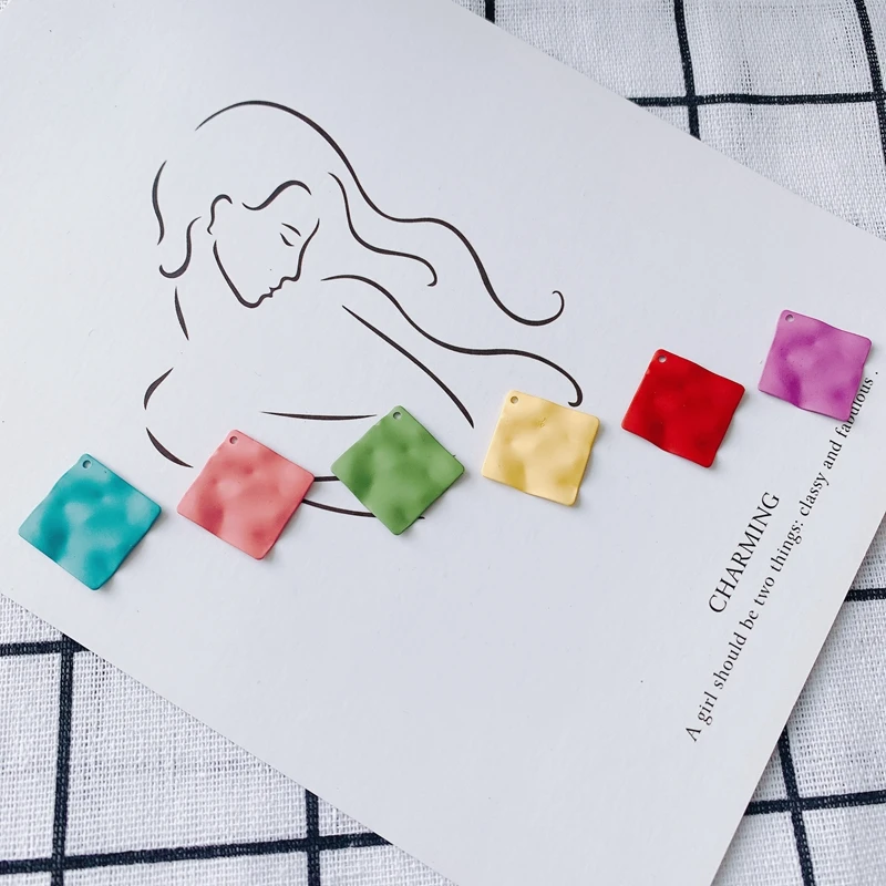 

DIY jewelry basic accessories wholesale iron spray paint small square small fresh earrings earrings wholesale
