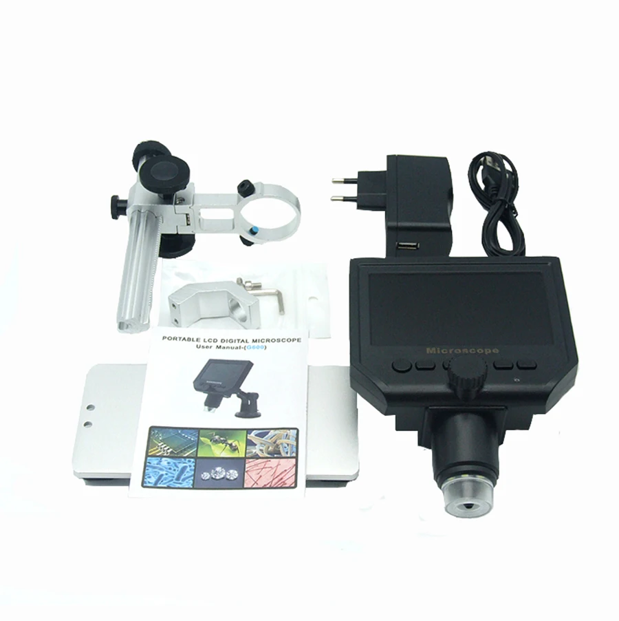 600X  digital electronicmicroscope video microscope 4.3 inch HD LCD soldering microscope  phone repair Magnifier + stand