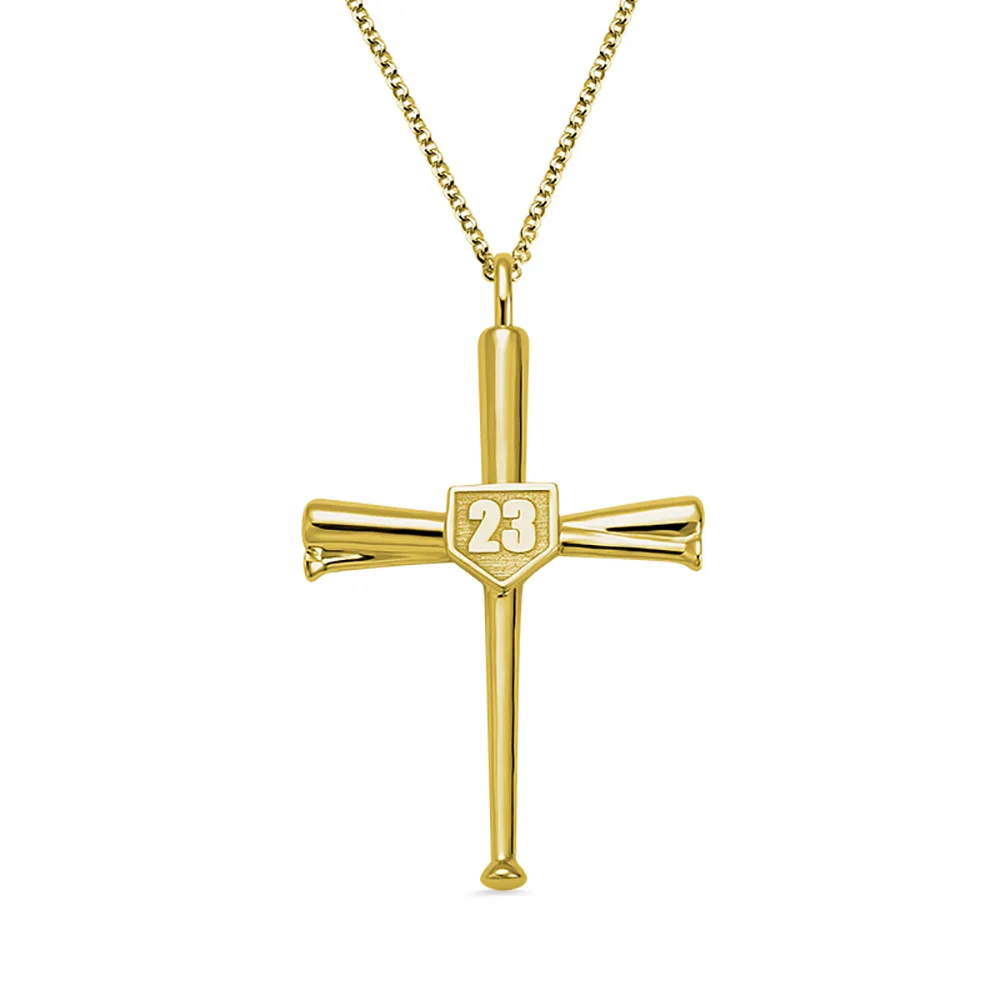 

Uonney Dropshipping Customized Initial & Number Baseball Cross Necklace Personalized Unique Engraved Cross Necklace