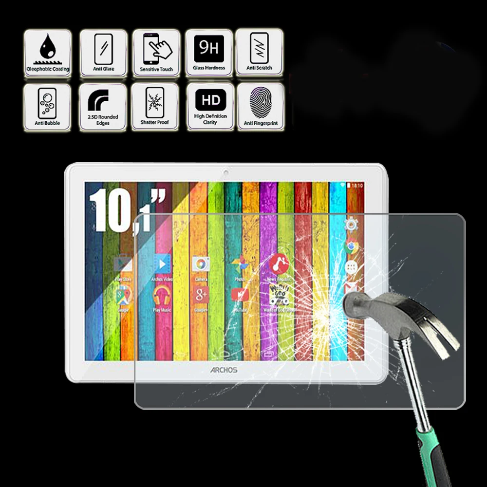 Tablet Tempered Glass Screen Protector Cover for ARCHOS 101 Oxygen - Anti Fingerprint Screen Film Protector Guard Cover