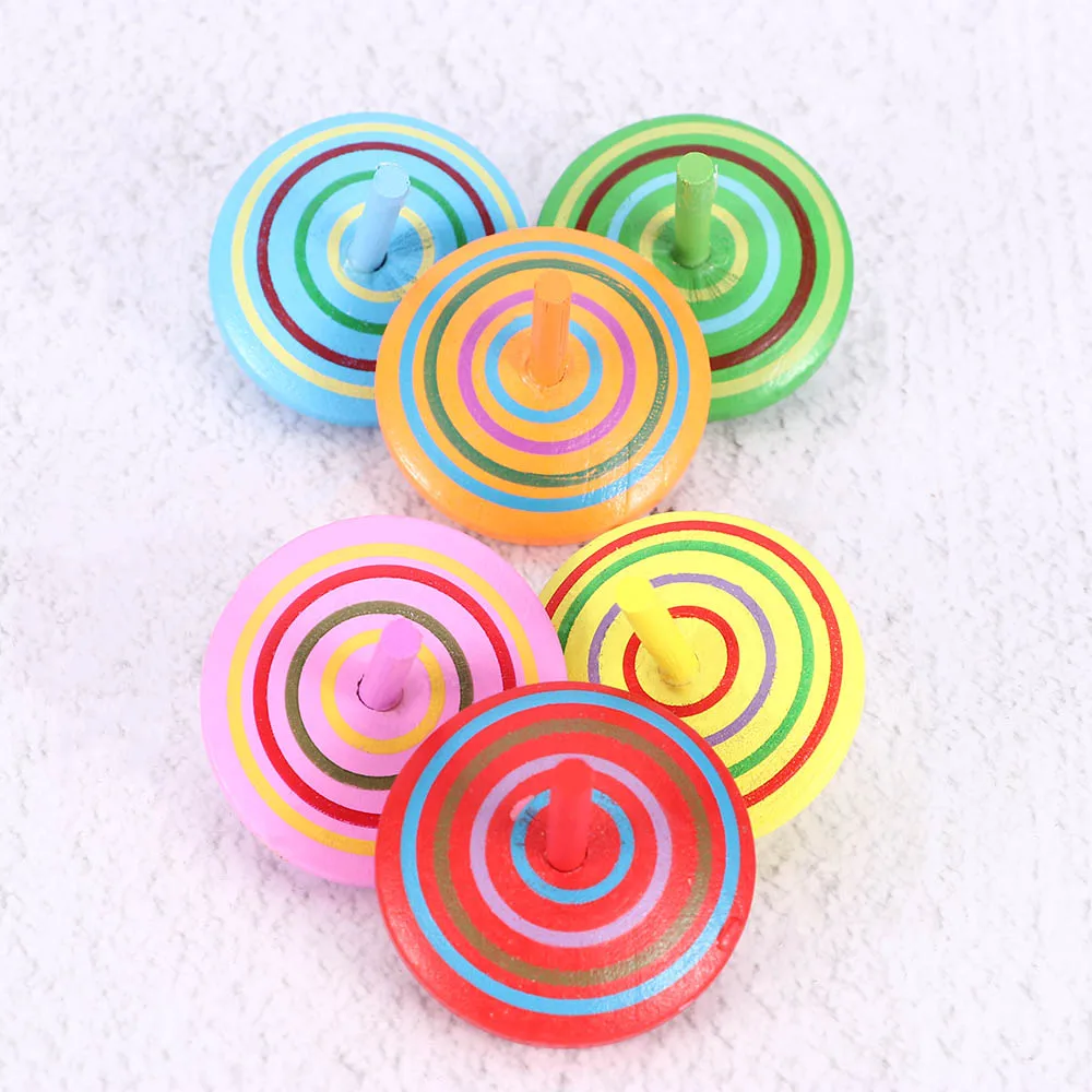 3Pcs Hot Sale Funny Spinning Top Multi-color Wooden Spinning Top Toys Children\'s Leisure Hand Spinning Toys For Kid Gift