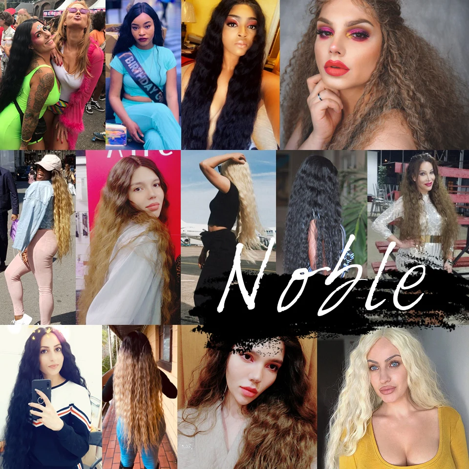Edle Cosplay-Synthetik-Perücken mit Spitze für schwarze Frauen, langes lockiges Haar, 42 Zoll, Cosplay-Perücke mit blondem Ombré-Effekt und Spitze vorne, synthetische Perücke mit Spitze. – Detail 2