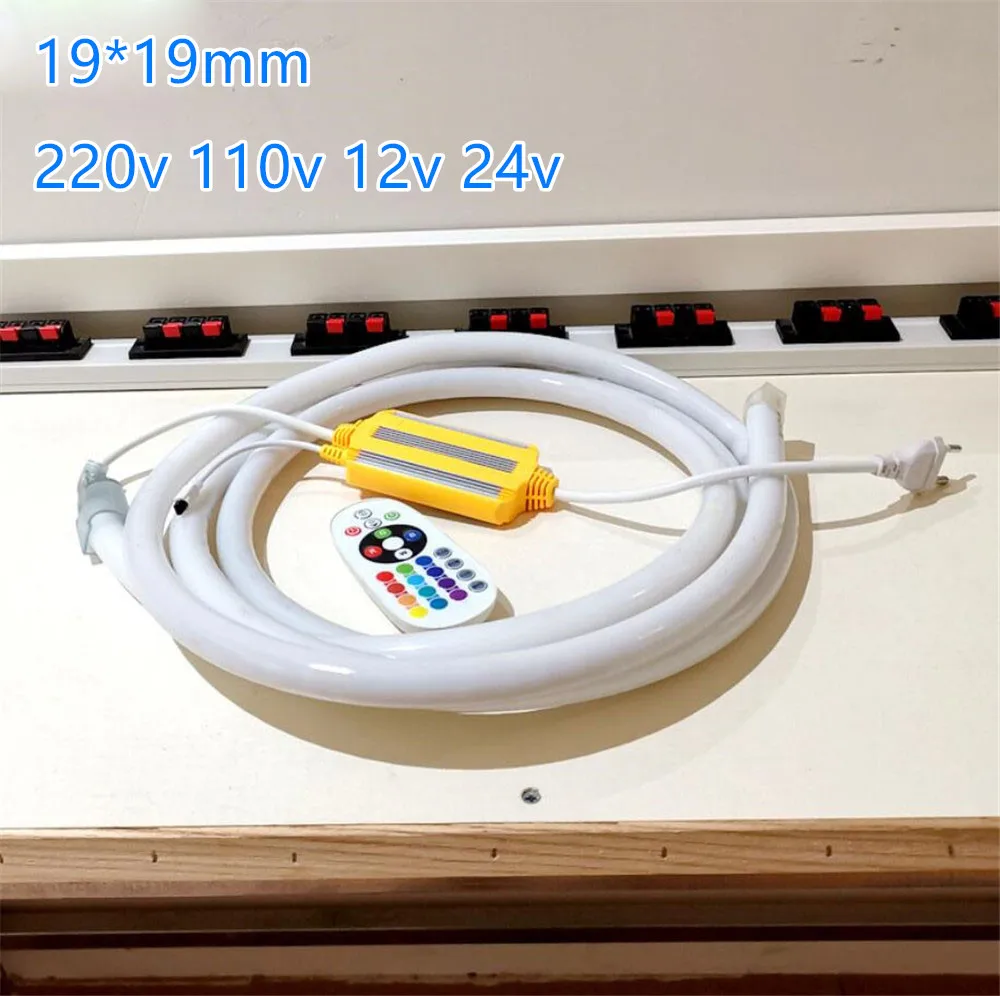 50m/lot 320 Degree Dia19mm x19mm Flexible Led Neon Strip RGB DC12V 24v 110v 220v  Dance Party Decor Lights Rope Rubber Tube Lamp