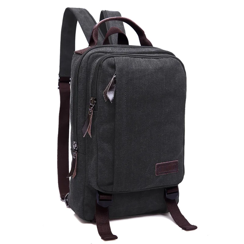 Backpack Men's Square Style Double Shoulder Bag Package Canvas High Quality Pack Practical Wear-Resistant Waterproof Small Size