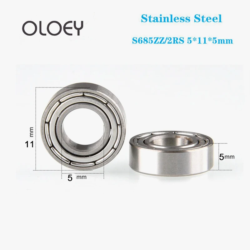 

10/20pcs/lot S685ZZ 2RS 5x11x5 mm Stainless Steel Bearing Deep Groove Ball Bearings Miniature Mini Bearing 5x11x5 mm