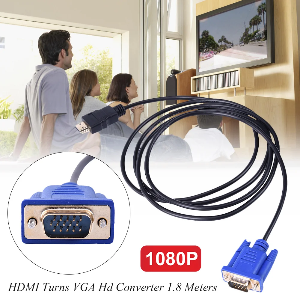 Cavo convertitore da HDMI a VGA HD da 1.8m cavo Audio cavo adattatore Video maschio D-SUB per Monitor per Computer HDTV per PC Laptop TV
