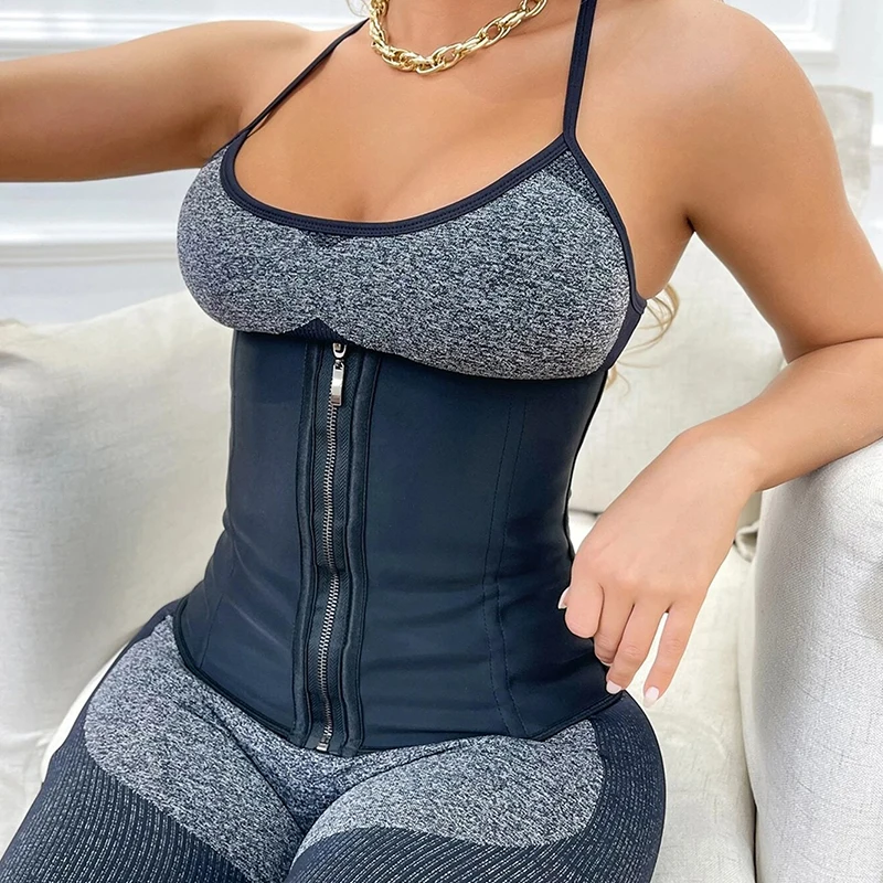 Latex Taille Trainer 7 Stahl Knochen Frim Bauch-steuer Cincher Taille Trimmer Mantel frauen Bindemittel und Korsett Gürtel Zipper haken