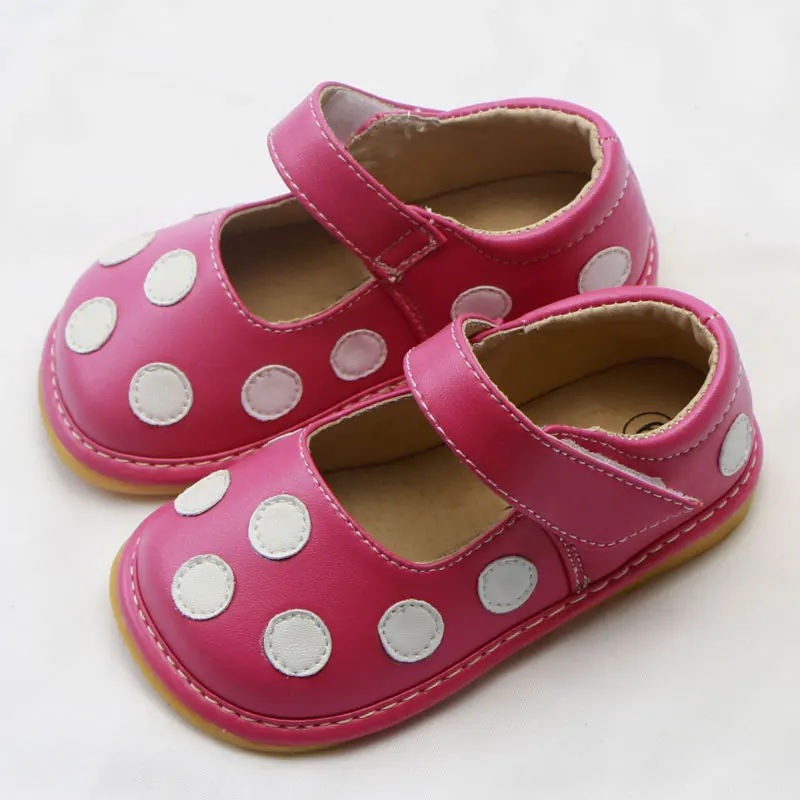 Girls Sandals with Sounds Kids Leather Shoes Children Polka Dot Sneakers Princess Dance Shoes 1-3 Years Baby Squeaker Toddler