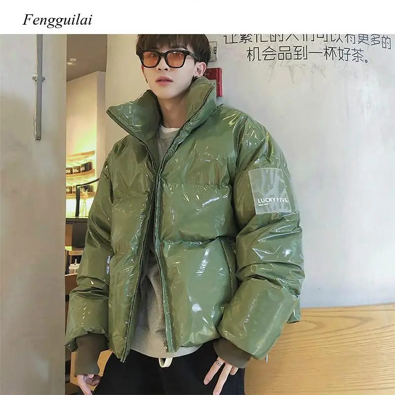 Streetwear Hip Hop Blue Winter Bubble Coat 2020 Mens Harajuku Warm Parka Male Korean Fashions Puffer Jacket