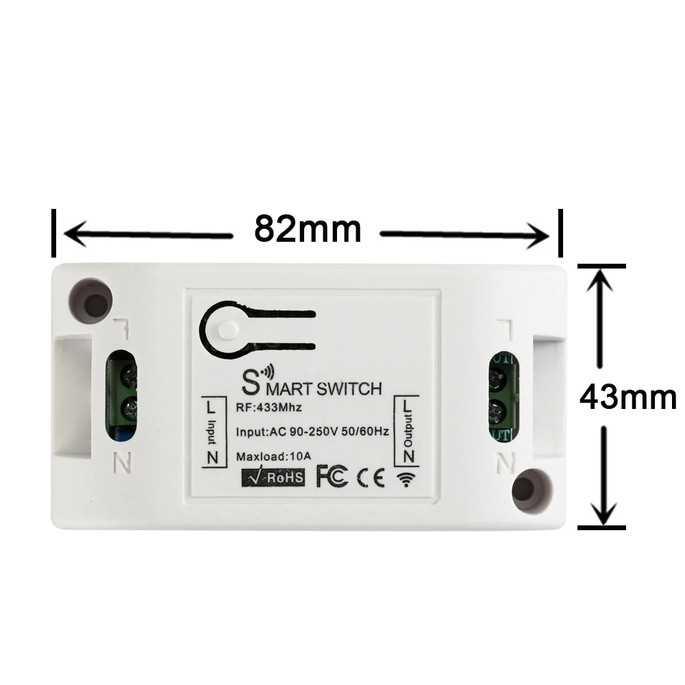 Rubrum 433Mhz AC 110V 220V 1CH RF Relay Receiver Module Universal Wireless Remote Control For Garage Door Opener Controller DIY