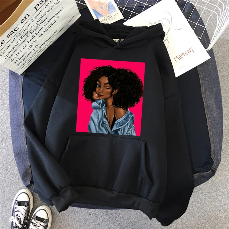 Sweat à capuche graphique pour femme, sweat à capuche pour femme, chemise polaire d'hiver, fille noire afro des années 90, I don't have attitude