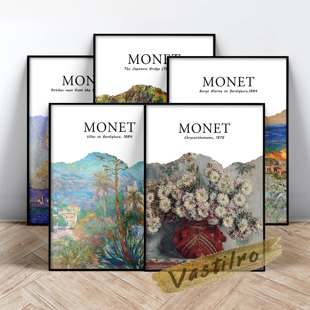 Claude Monet Exhibition Museum Poster, Claude Chrysanthemums Oil Painting, Burgo Marina At Bordighera Art Prints, Monet Wall Art