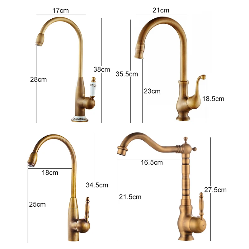 Antique Brass Finish Kitchen Faucet Bronze Single Handle Hot and Cold Water Sink Tap 360 Swivel Bathroom Sink Mixer Taps EK5013