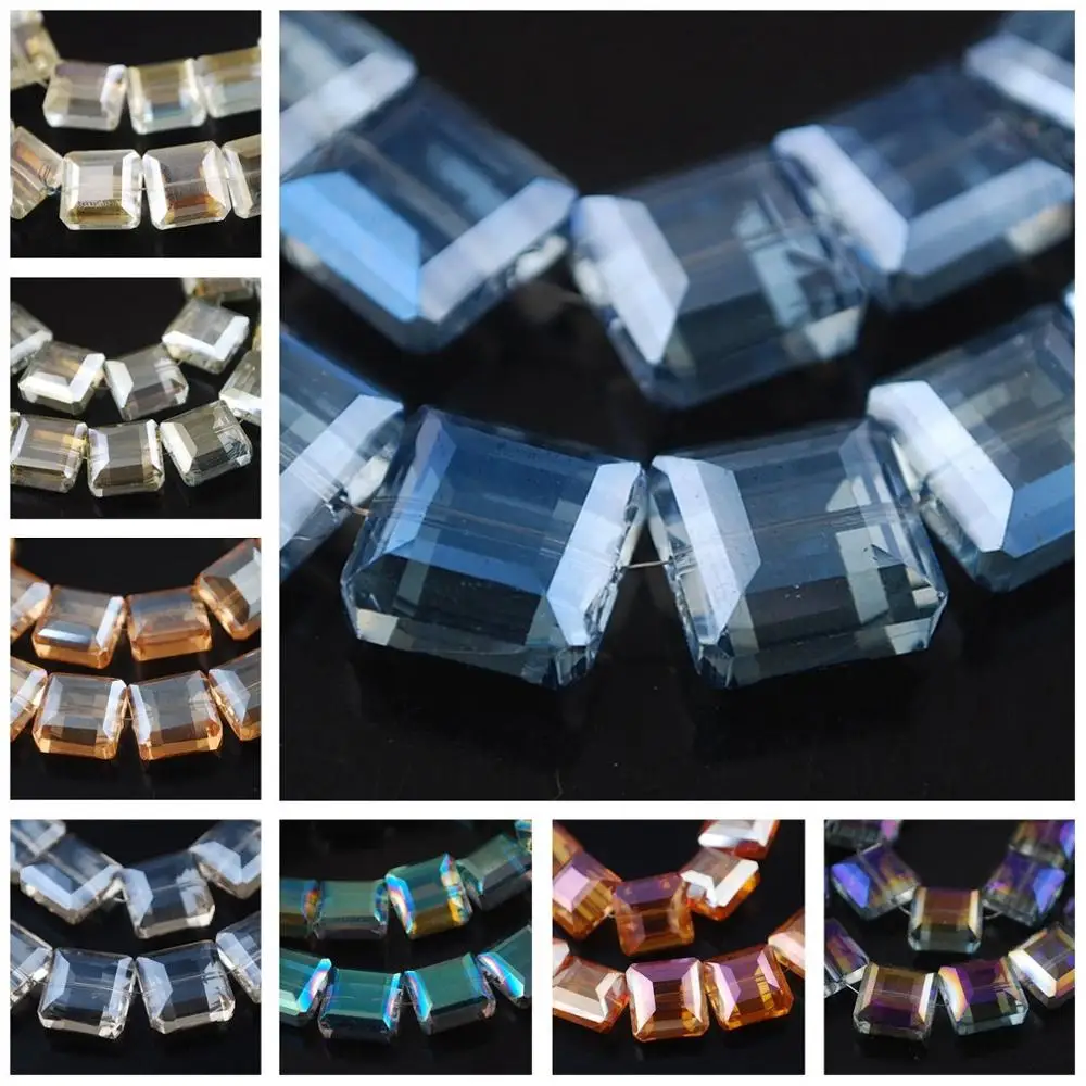 10pcs 13mm Square Faceted Cut Crystal Glass Loose Crafts Beads lot for DIY Jewelry Making