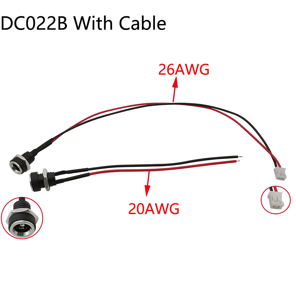 2 pz 5.5x2.1mm DC presa Jack femmina connettore a saldare per montaggio a pannello di alimentazione con cavo 5.5*2.1 DC-022B DC-022 DC-099