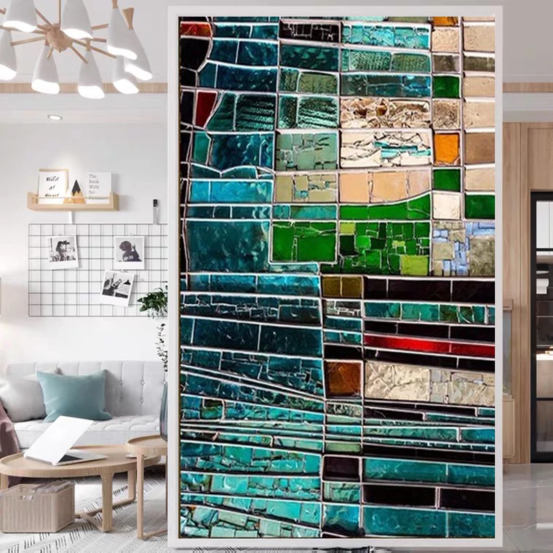 Custom Size Static Cling Window Film, Frosted Privacy Stained Glass Decal for Bathroom Door Removable UV Blocking Home Decor
