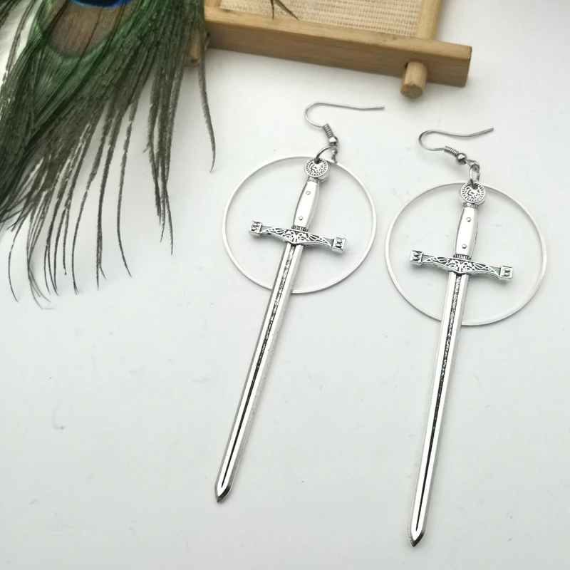 Medieval Worship Sword Earring Witch or Pagan Alternative Gothic Silver Plated Classic Female Fashion Gift Jewelry image 2