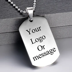 High Quality Stainless Steel Blank Dog Tag Necklace Free Engraving Rectangular Military Uniform Pendant Jewelry