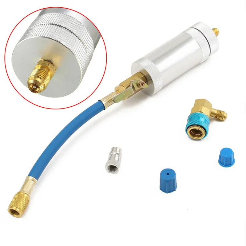 Universal Brass Car Tuning A/C Oil & Dye Injector+Low R12 or R134A Quick Coupler Adapter Kit Injection Gadget Car Accessories