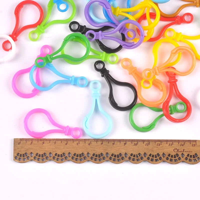 20pcs Mixed color Plastic Colorful Lamp Shape Buckle Snap Hook Lobster Clasp DIY Key ring/mobile phone chain accessories