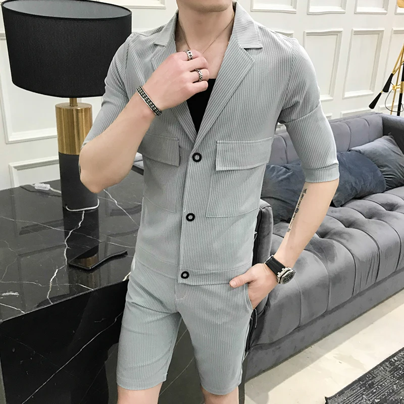 Men's Suit Two-piece Solid ( Shorts + Jacket) Fashion Luxury Business Casual Wedding Business Formal Party Classic Suit Sets Men