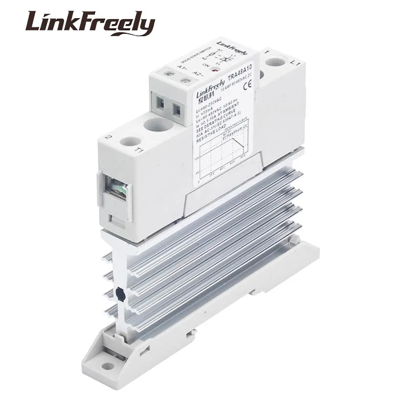 TRA48A10L 10A  Heat Sink Solid State Relay AC AC 90-250VAC In Out 90-480VAC Voltage Control Relay Board& Module Din Rail