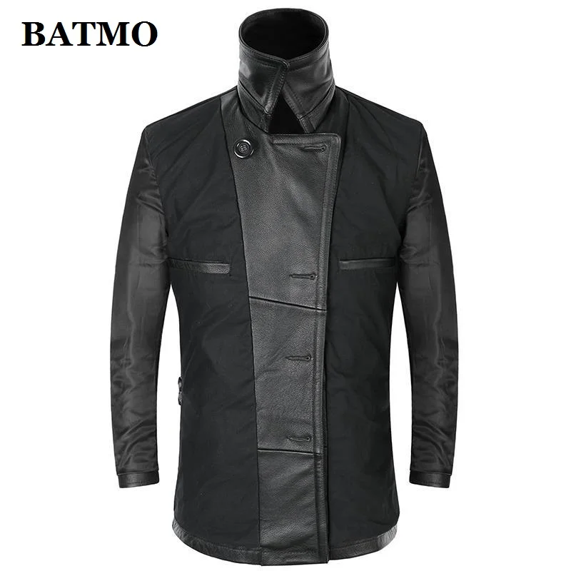 2024 New Arrival Sping Double Breasted Natural Cow Leather Trench Coat Men,Real Leather Jackets, Overcoat size M-5XL PDD03