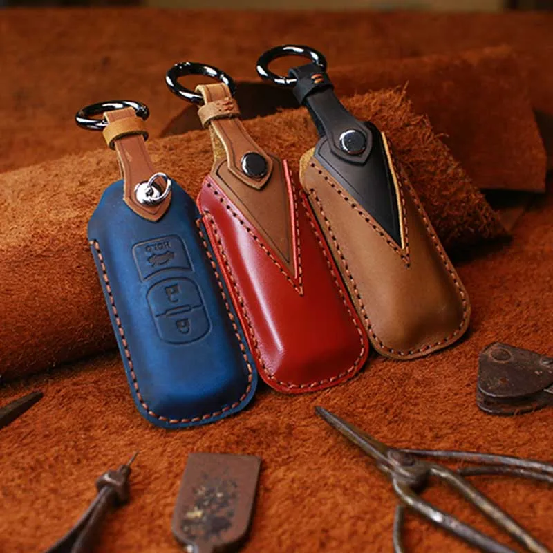 

Fashion trend Crazy Horse Mazda cx-4 cx-5 cx-7 cx-9 leather car key case cover key case key chain auto parts