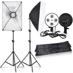 SH Photography Softbox Lighting Kit,Photo Studio Light Box Kit,Continuous Shooting Light Lamp Soft Box With E27 Base Accessories