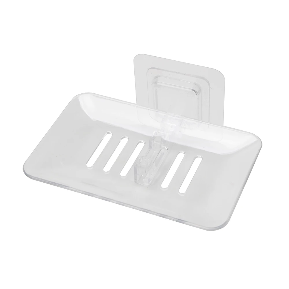 Soap Dish Case Plastic Holder Suction Cup Bathroom Tray Accessories Soap Box Dish Storage Plate Drain Soap Box Storage Rack