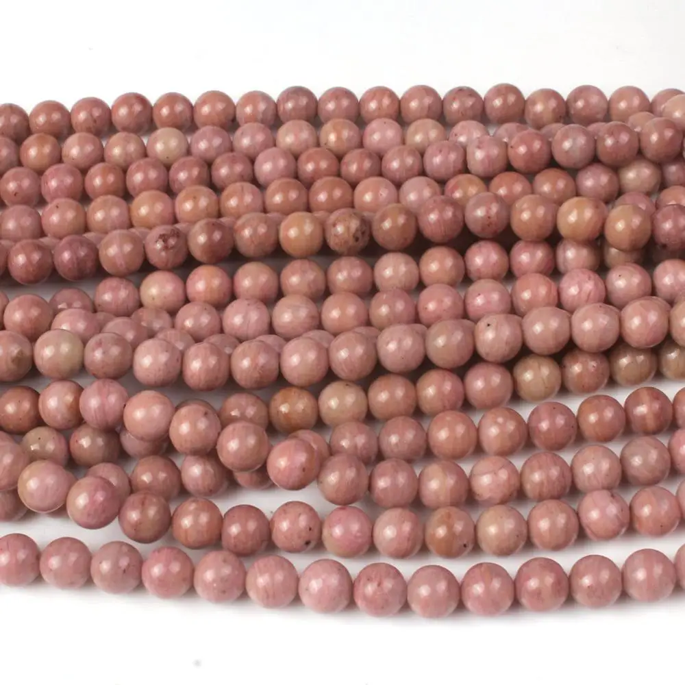 Natural Round Rhodonite Gemstone Loose Beads 6 8 10 12mm For Necklace Bracelet DIY Jewelry Making 15inch Strand