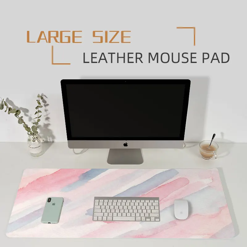 Diy Kleurrijke Draagbare Grote Muismat Gamer Waterdicht Pu Double-Side Lederen Bureau Mat Computer Mousepad Toetsenbord Tafel Cover