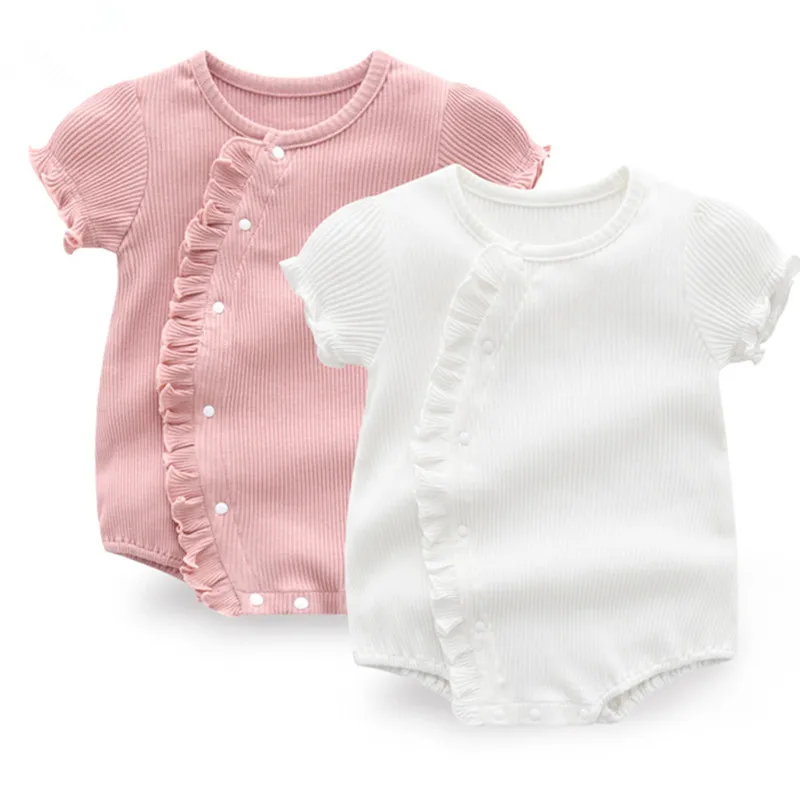 Agaric Lace Summer Cotton Baby Girl Clothes Short Sleeve Bodysuit Princess Playsuit Jumpsuit Outfits
