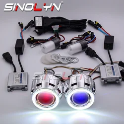 Sinolyn COB 천사 눈 2.5 Bi 크세논 프로젝터 렌즈 LED 악마 러닝 라이트 자동차 렌즈 H4 H7 헤드 라이트 HID 풀 키트 자동차 제품