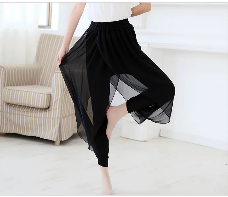 Women Dance Pant Chinese Folk Dance Classical Dancing Pants Chiffon Women Ballroom Costume Practice Yoga Ballet Lady Harem Pants