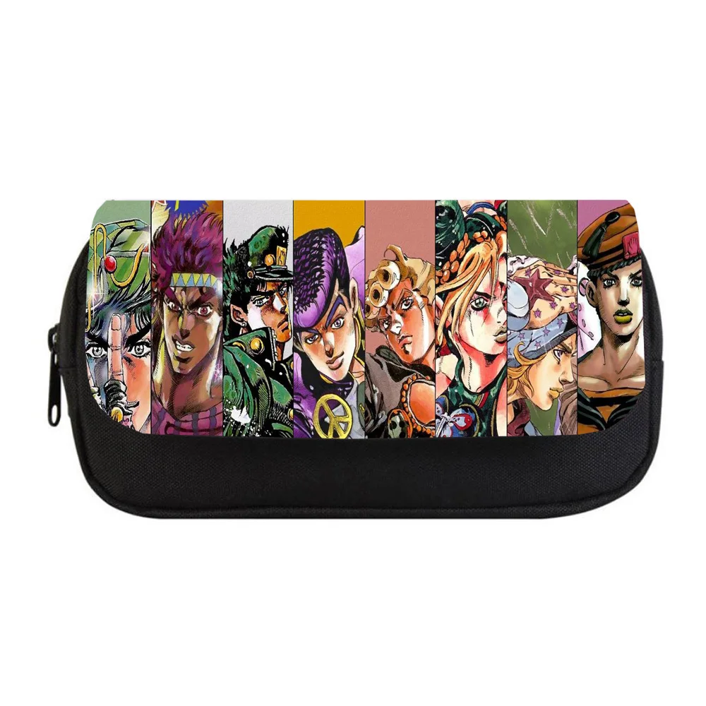 

Anime JoJo's Bizarre Adventure Pencil bag Women Makeup Bag Child Pencil Case Student Double Zipper pencil Bag Handbag Purse