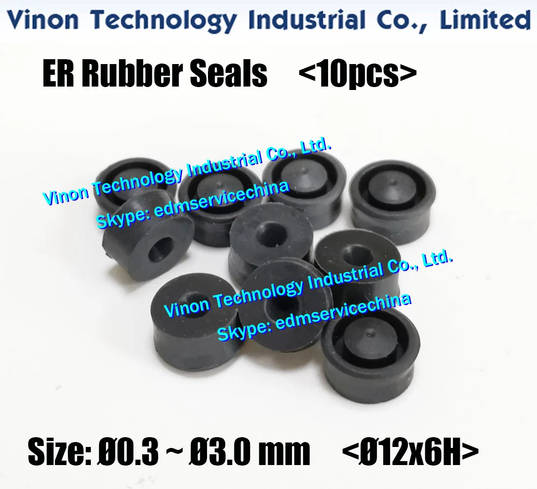 edm Seals Rubber for collet ER16 D12x6Hmm Ø0.1-Ø3.0mm for Small Hole Drill EDM Machine OMEGA ER16 Rubber Seals, EDM TUBE SEALS