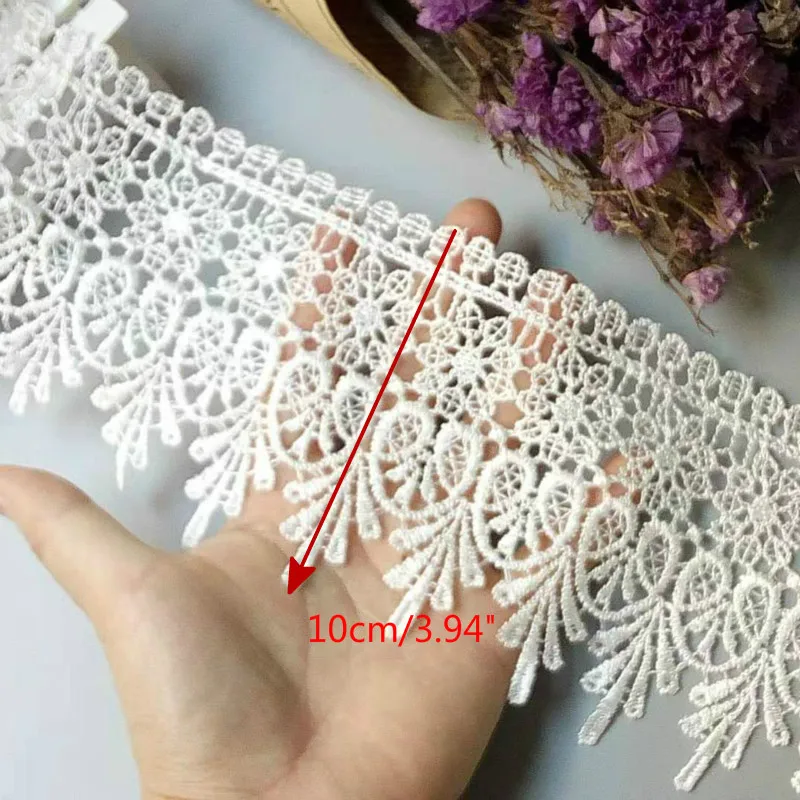 

3 Yards 10 CM Lace Trim Lace Applique White Polyester for Clothes Textiles Apparel Sewing Craft Lace Fabric Decoration Dress