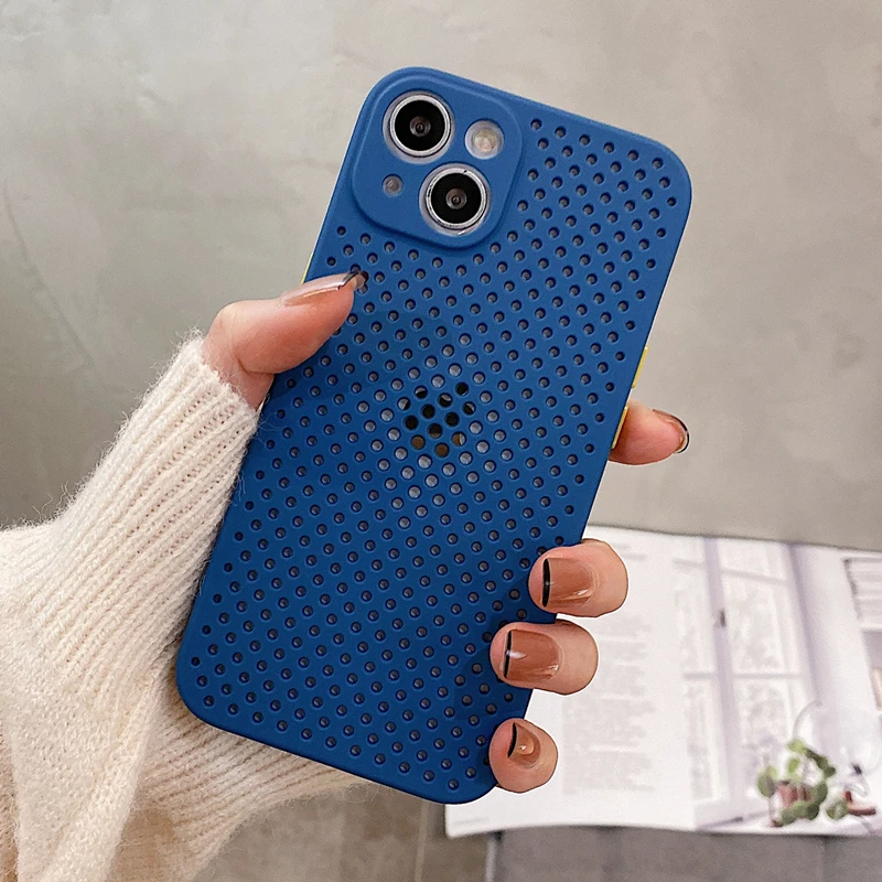 Wärmeableitung Atmungsaktive Kühlung Telefon Fall Für iPhone 13 12 11 Pro XS Max XR Mini 7 8 Plus SE2020 candy Farbe Weichen TPU Abdeckung