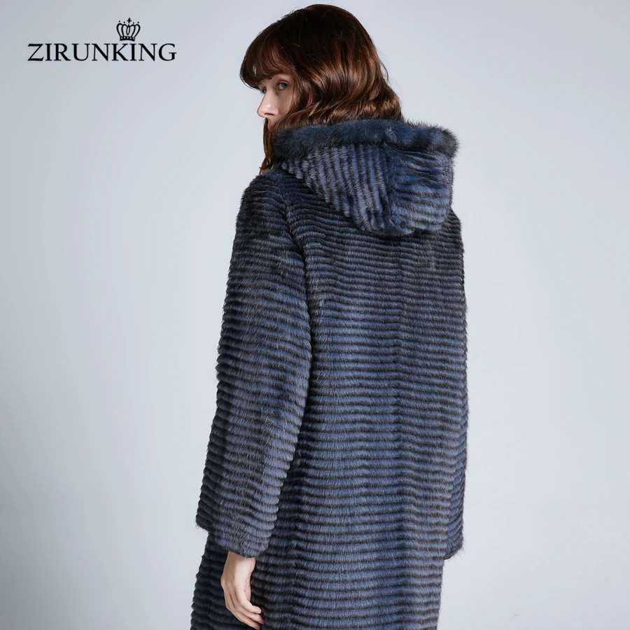 ZIRUNKING – manteau Long en fourrure de vison véritable pour femme, réversible, naturel, chaud, mode hiver, vêtements d\'extérieur, zc194