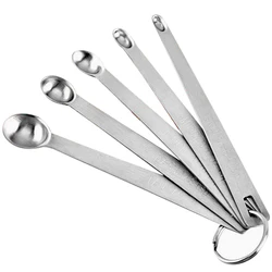 5Pcs/Set Mini Measuring Sauce Spoons Stainless Steel Seasoning Ingredients Spoon Baking Spoon Kitchen Mearure Tools Accessories