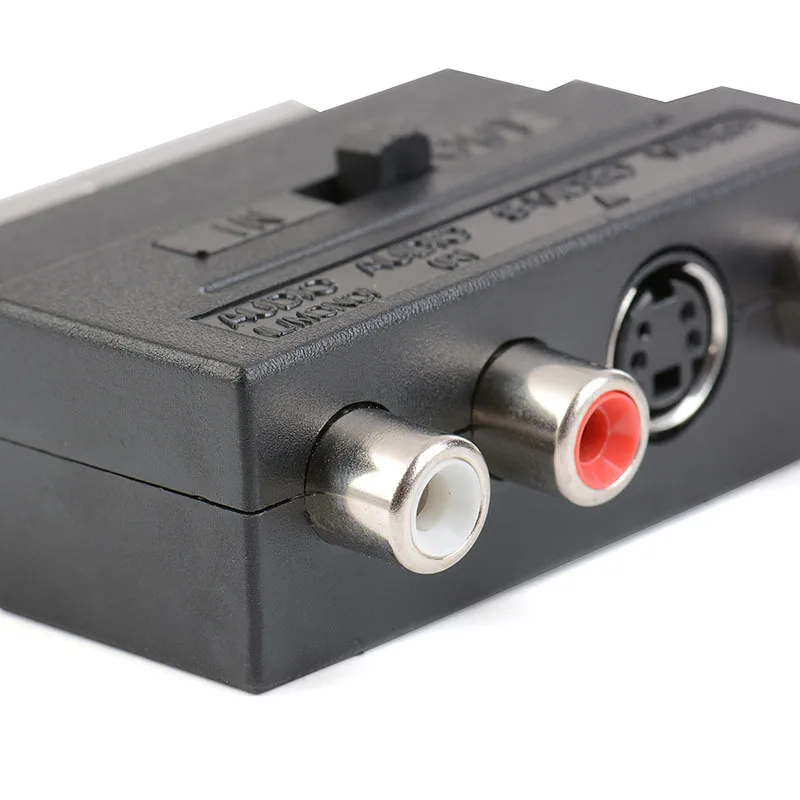 21Pin Scart Adaptor AV Block to 3 RCA Phono Composite S-Video with in/out Switch Scart Adaptor AV Block