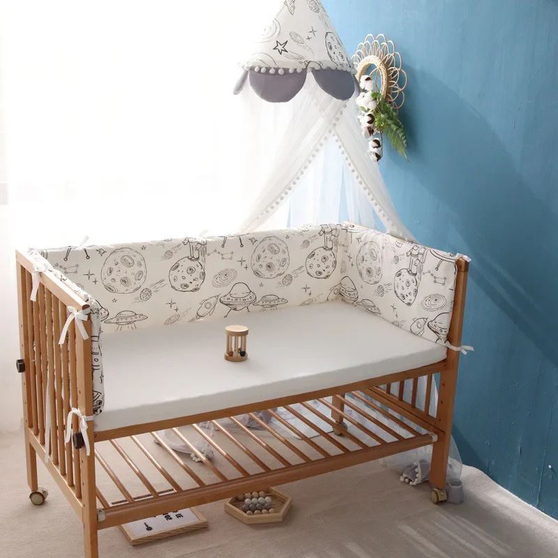 Baby Crib Bed Surrounded By Pure Cotton Removable And Washable Newborn Baby Anti-Collision Fence Baby One Piece Soft Cover Cloth