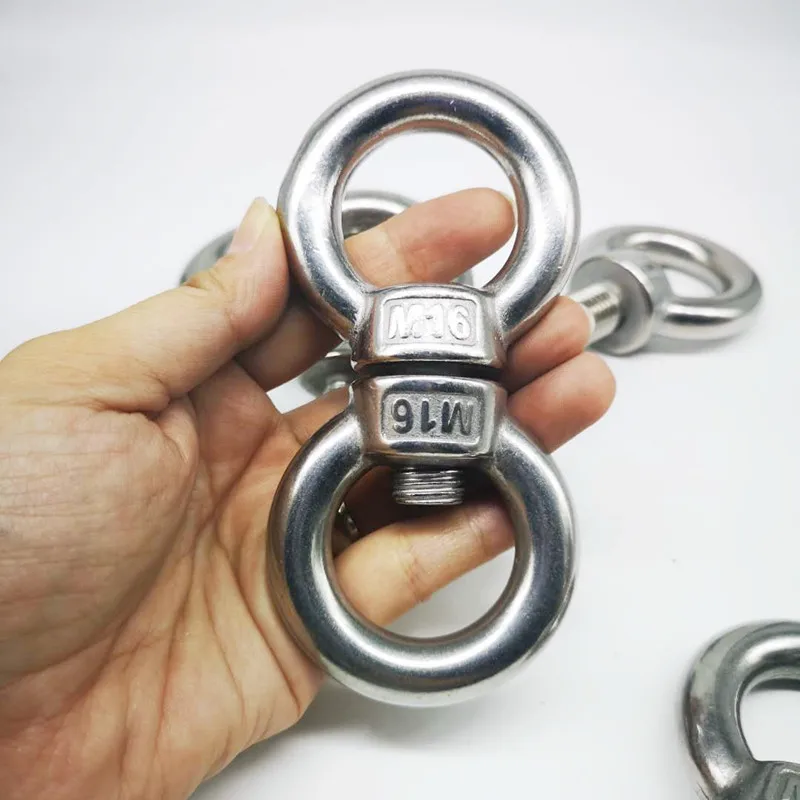 M16, 304  Stainless Steel Lifting Eye Bolts Ring Screw Loop Hole for Cable Rope Lifting