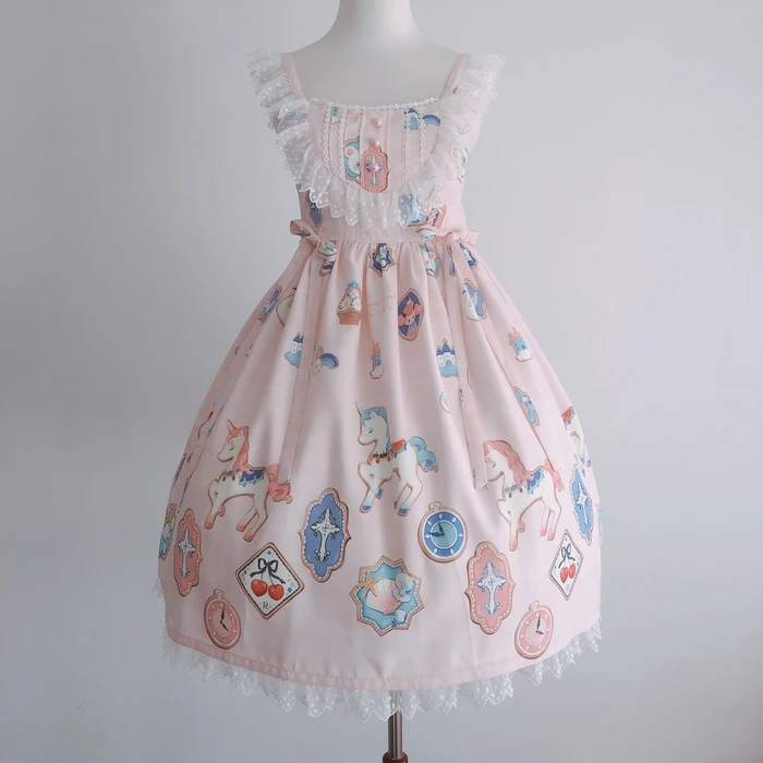 Prinzessin viktorianischen kleid kawaii mädchen täglichen loli cos süße lolita strap kleid vintage falbala bowknot nette druck hohe taille