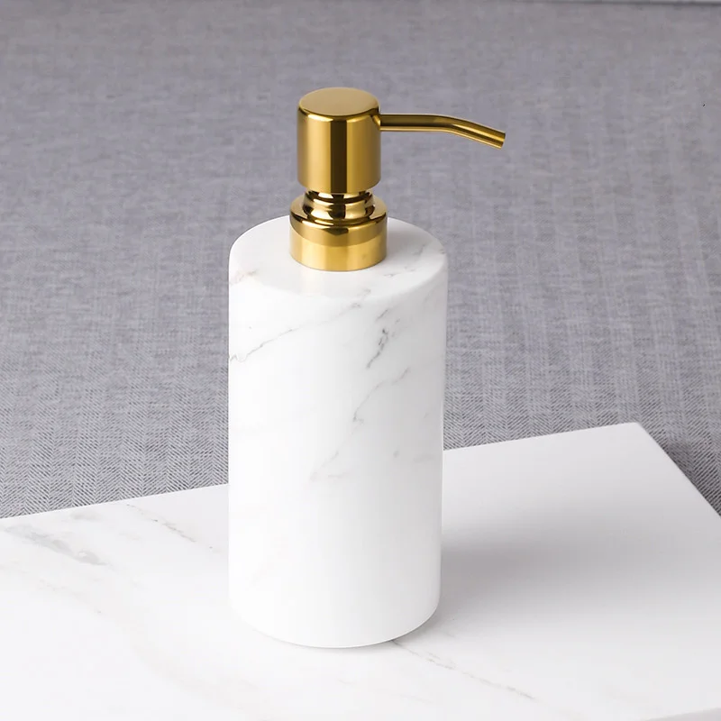 Liquid Soap Dispenser Marble Bathroom Shampoo Shower Gel Bottle Gold 304 SUS Press Type Head For KTV Beauty Salon Bath Hardware