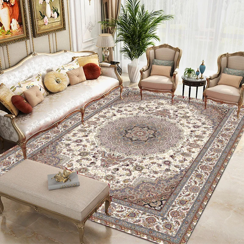 Retro Persian Carpet For Living Room Non-slip American Carpet Bedroom Decor Parlor Anti-skid Retro Mat Study Office Large Carpet