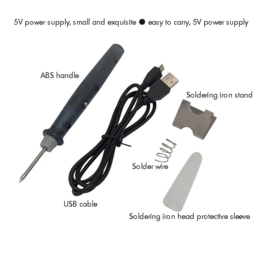 Penna di Saldatura di Ferro, 5V 8W USB Strumenti di Saldatura Portatile Piccolo Ferro di Saldatura Saldatura Elettrica Metalli Punte Con Con indicatore di luce
