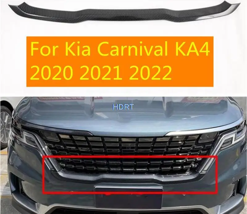 

For Kia Carnival KA4 2020 2021 2022 Car Carbon Fiber Style Front Center Mesh Grille Grill Cover Radiator Strip Trim Decoration